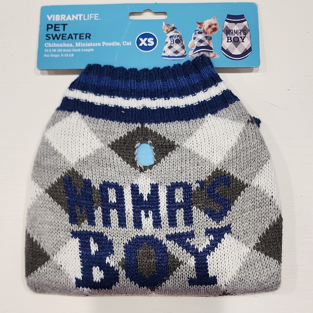 XS dog/cat sweater. "Mama's Boy"